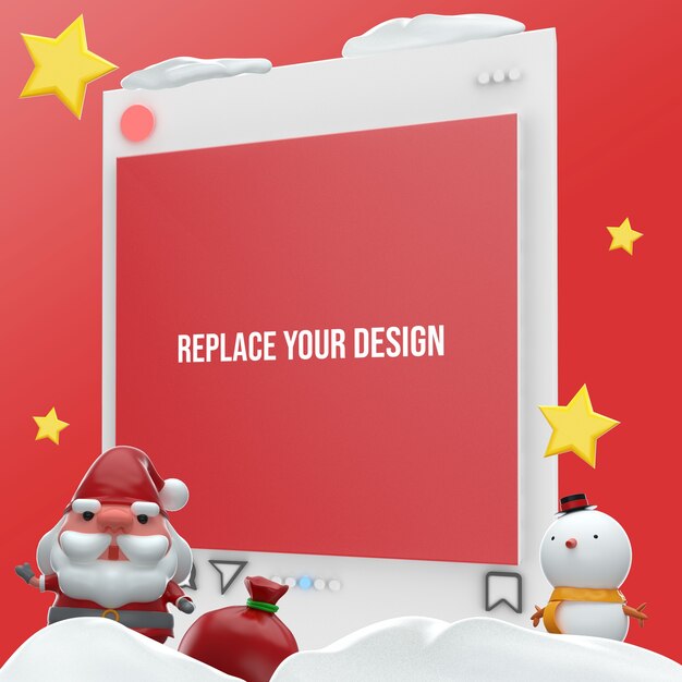 Instagram Merry Christmas 3D-rendering Mockup Design