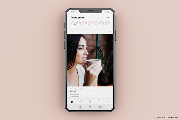 PSD modello di mockup dell'interfaccia mobile di instagram