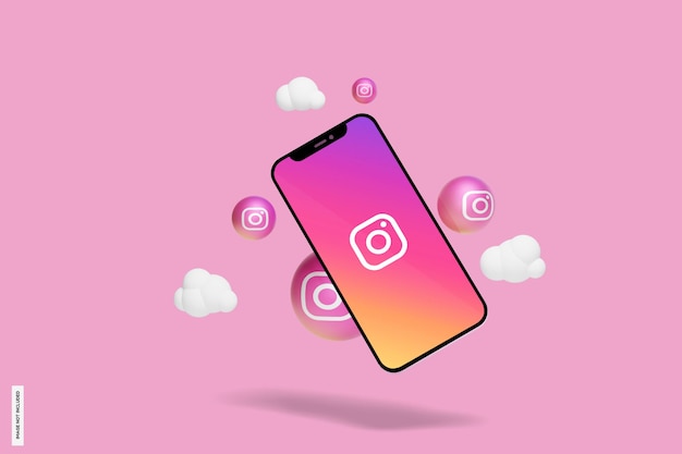 Instagram on mobile phone mockup