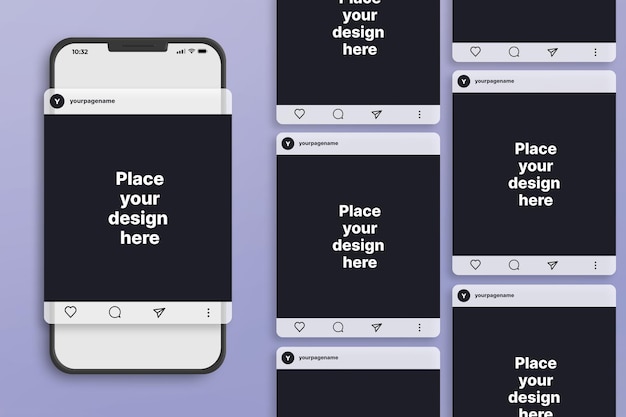 Instagram-mockup met berichten en telefoon