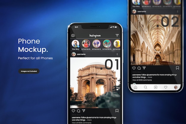 Instagram mockup template on phone mockup