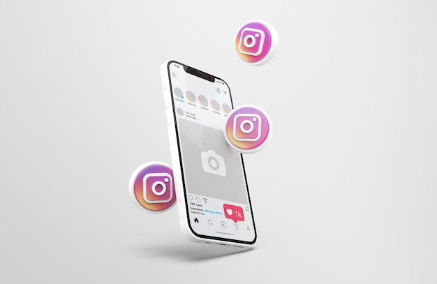 Instagram Na Białej Makiecie Telefonu Komórkowego Z Ikonami 3d