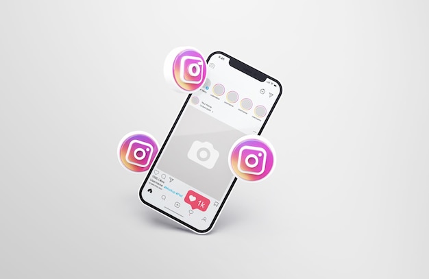 Instagram Na Białej Makiecie Telefonu Komórkowego Z Ikonami 3d