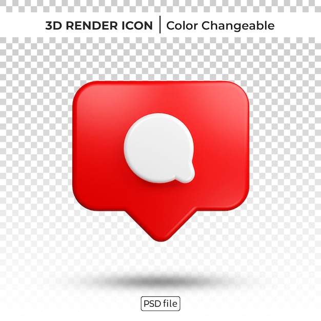 Instagram opmerking melding 3d render kleur veranderlijk pictogram