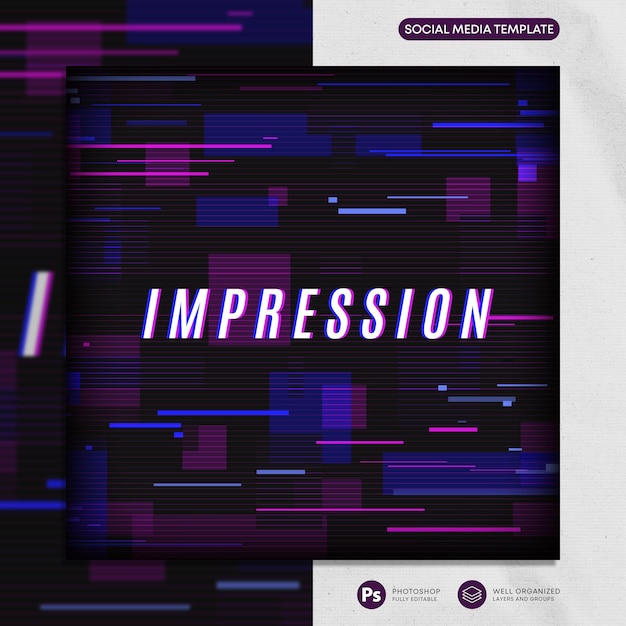 Instagram-opslag med Glitch PSD-skabelon
