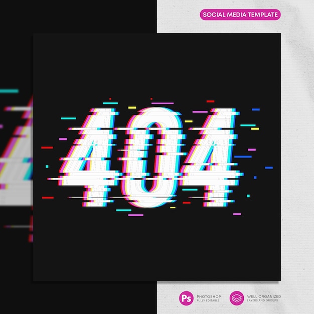 Instagram-opslag med Glitch PSD-skabelon