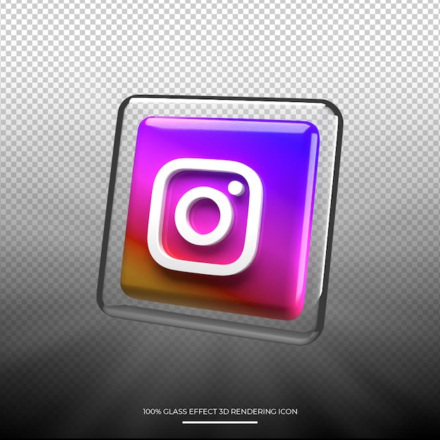 PSD instagram-pictogram 3d-rendering met glasstijl