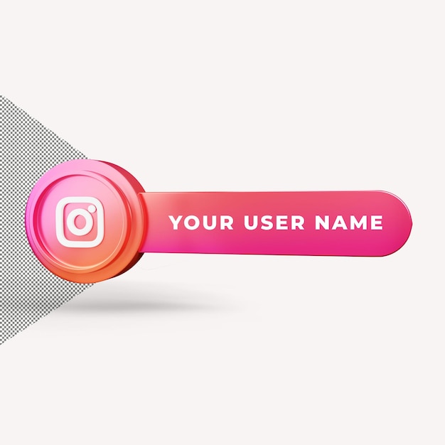 Instagram-pictogram gebruikersnaam plaatsen 3d render