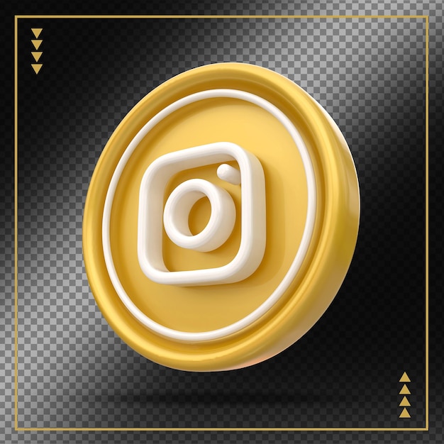 PSD instagram pictogram sociale media goud 3d