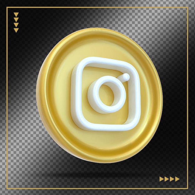 Instagram pictogram sociale media goud 3d