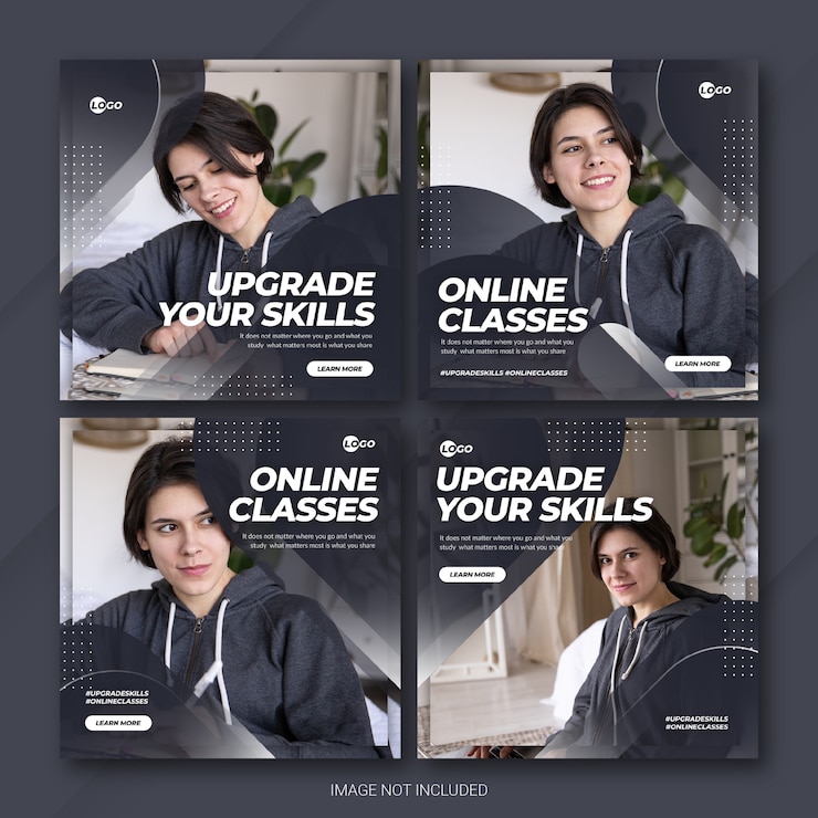 PSD instagram post banner bundel online curses-sjabloon