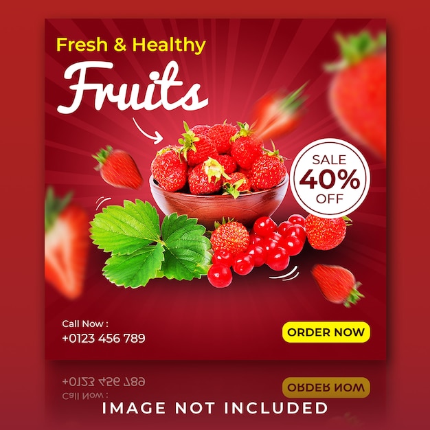 PSD instagram post or banner square fresh fruits