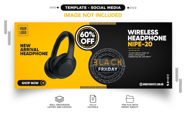 Instagram post banner template for headset sale on social media