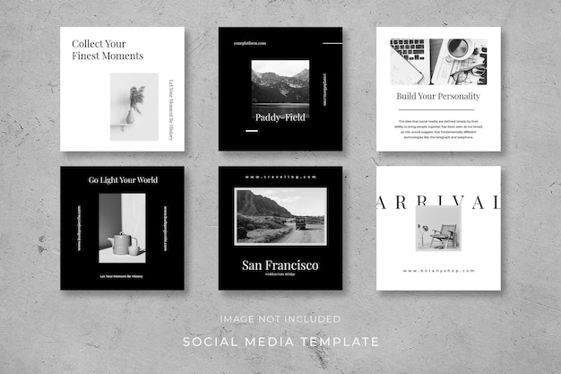 PSD instagram post black and white template