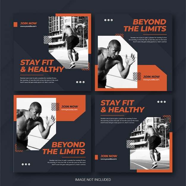 PSD instagram post bundle athlete sportsテンプレート