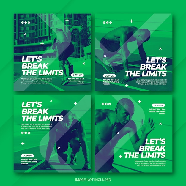 PSD instagram post bundle athlete sports template