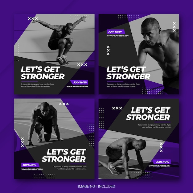 PSD instagram post bundle athlete sports template