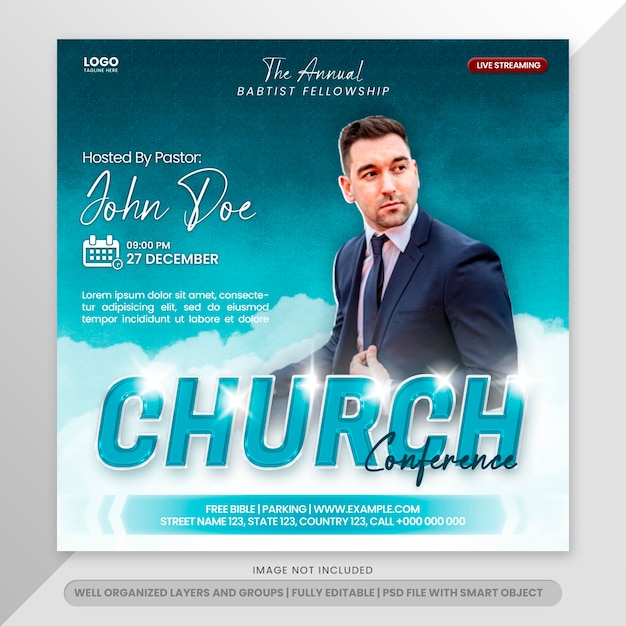 Instagram Post Church for Social Media Banner Template