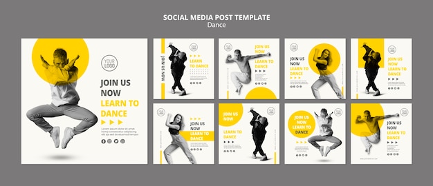 PSD instagram post collection for dance lessons