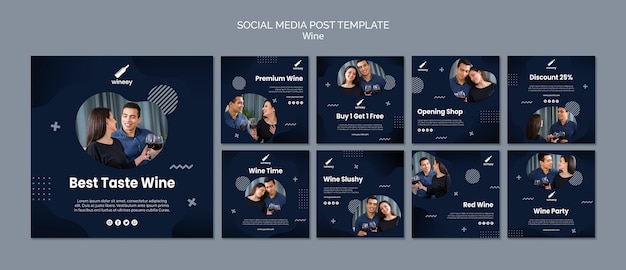 PSD instagram post collection with couple for winery