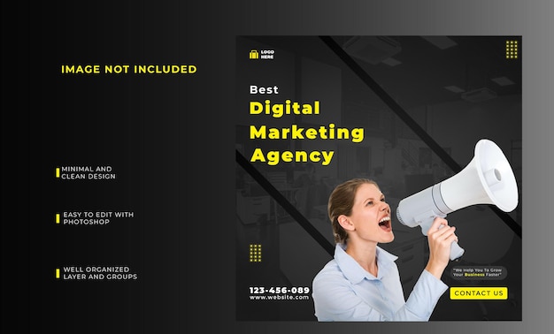 PSD instagram post design for digital marketing agency and corporate social media post template
