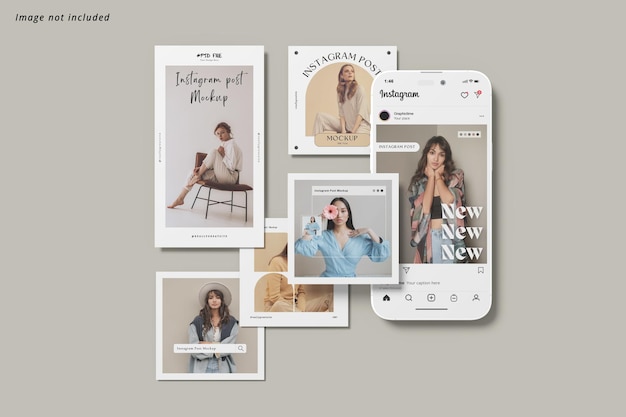 Instagram-post en verhaal met smartphone-mockup