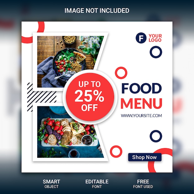 PSD instagram post food menu template