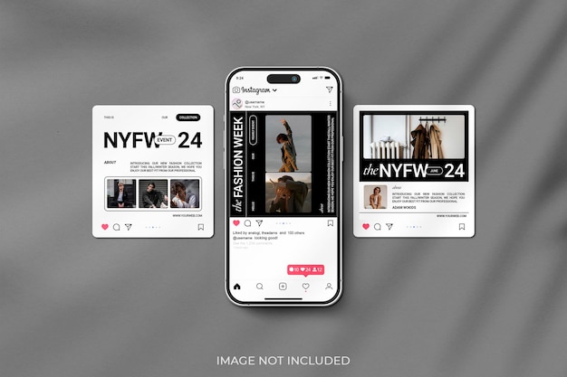 PSD interfaccia instagram post e smartphone