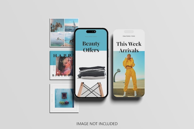 PSD instagram-post met een smartphone-mockup