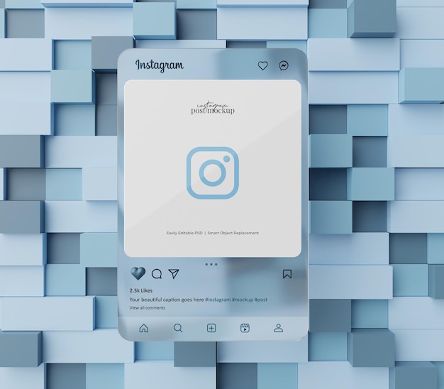 Instagram post mockup 3d-gerenderde scène