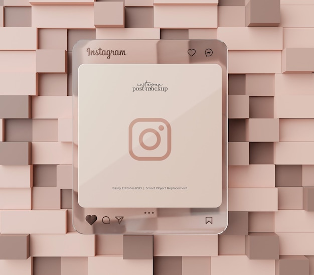 PSD instagram post mockup 3d-gerenderde scène