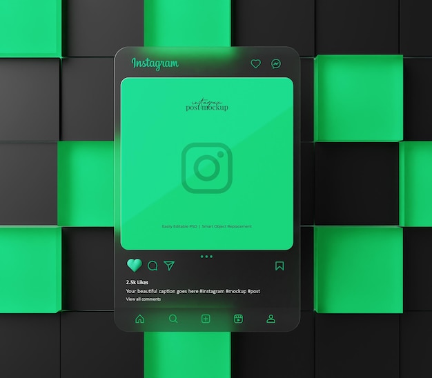 PSD instagram post mockup 3d-gerenderde scène