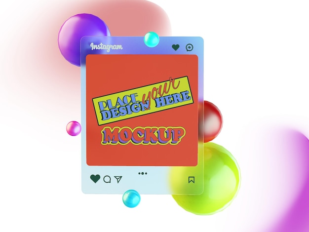 Instagram post mockup 3d rendered interface isolated