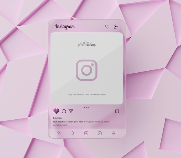 Instagram 게시물 모형 3d 렌더링된 장면