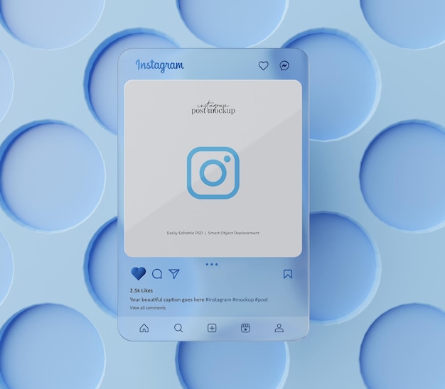 Макет поста в instagram 3d визуализированная сцена