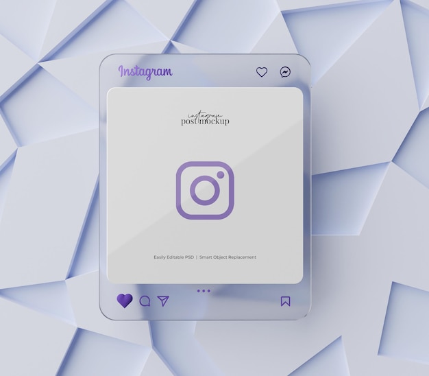 PSD Макет поста в instagram 3d визуализированная сцена