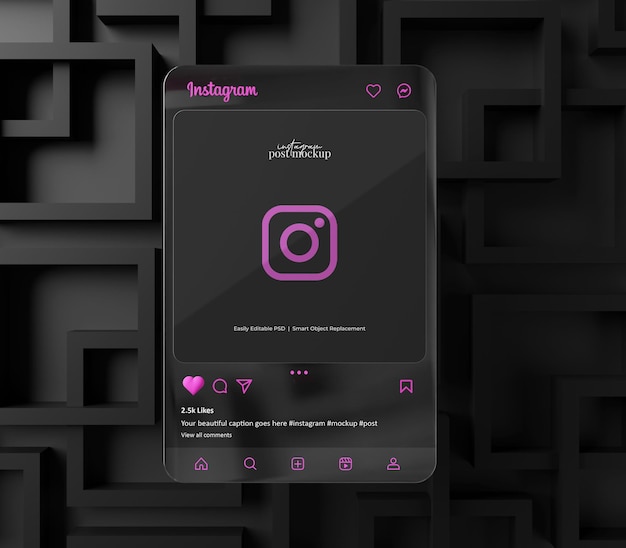 PSD instagram post mockup 3d scena renderizzata