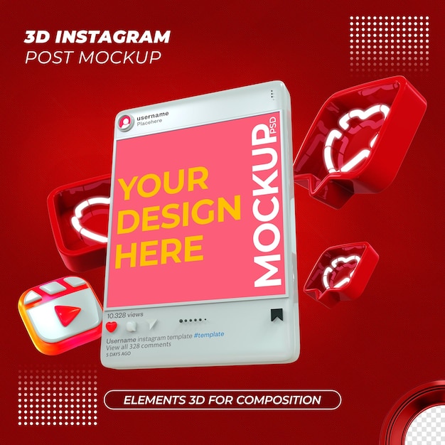 Rendering di design mockup post instagram