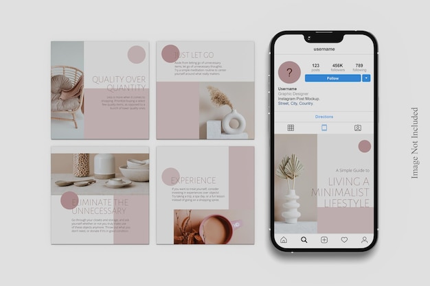 PSD design del mockup del post di instagram