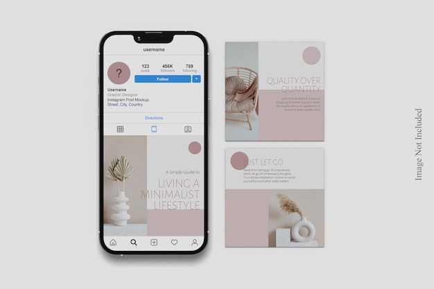 PSD design del mockup del post di instagram