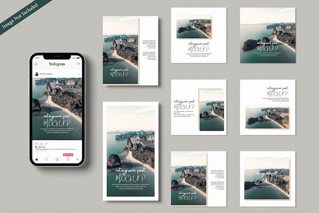 Mockup di post di instagram e storia di instagram