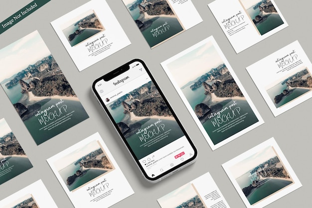 Mockup di post di instagram e storia di instagram