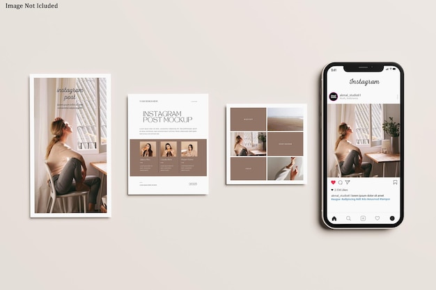 PSD instagram post mockup and instagram story