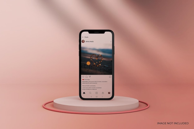 Mockup di post di instagram su smartphone