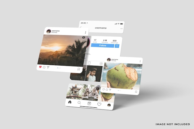 Mockup di post di instagram con smartobject 3d