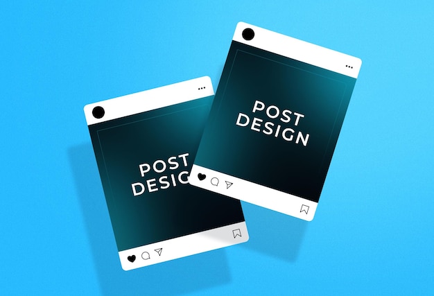 PSD instagram post mockup with blue background