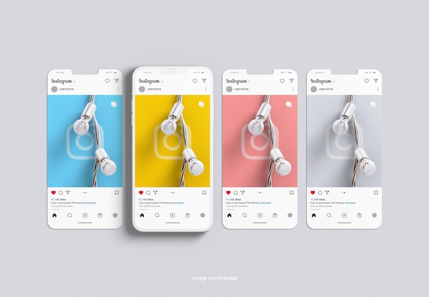 PSD mockup post di instagram con modello di interfaccia e schermo del telefono cellulare in argilla isolato rendering 3d