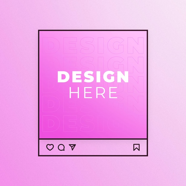 PSD instagram post mockup with retro style and pink color background