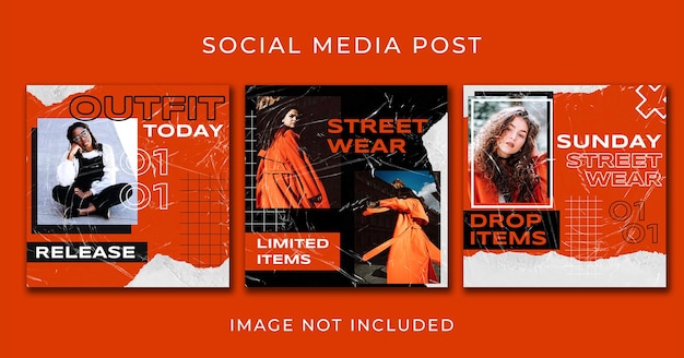 Instagram post oranje straatmode set sjabloon