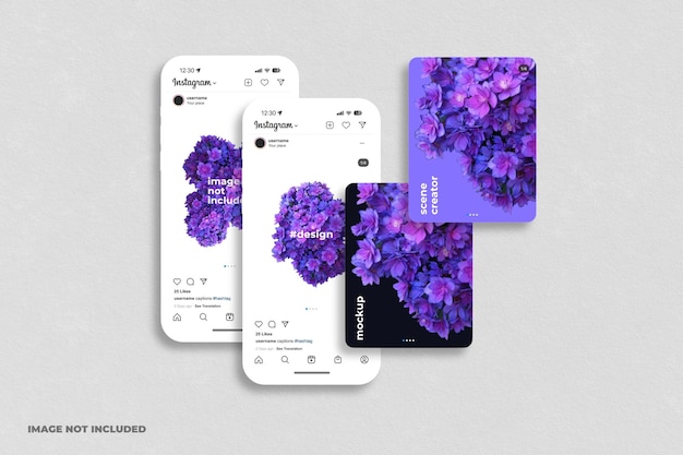 PSD instagram post rendered clay mockup